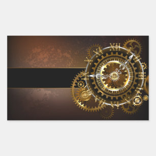 Steampunk clock rechteckiger aufkleber