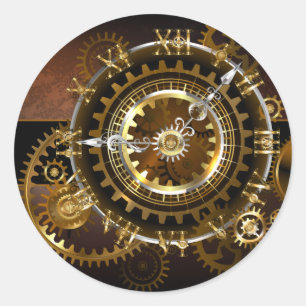 Steampunk clock runder aufkleber