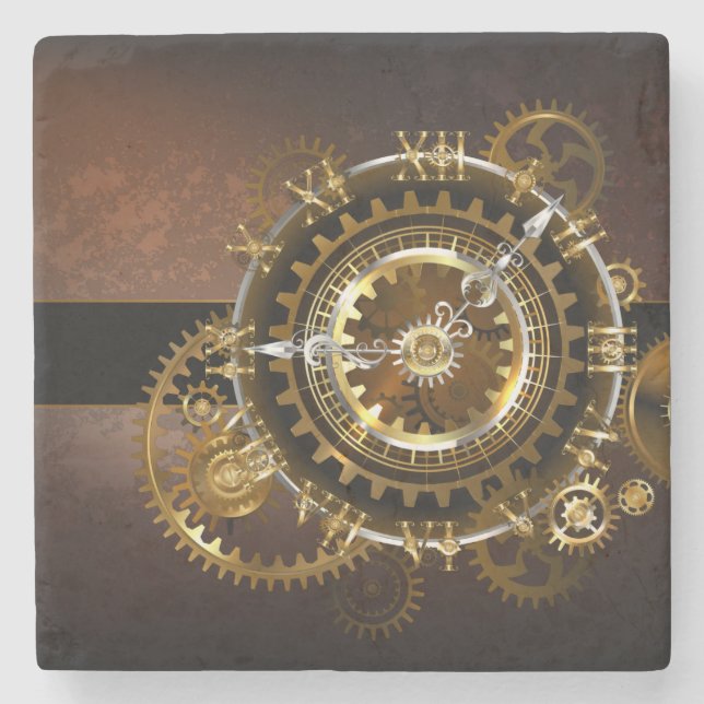 Steampunk clock steinuntersetzer (Vorderseite)