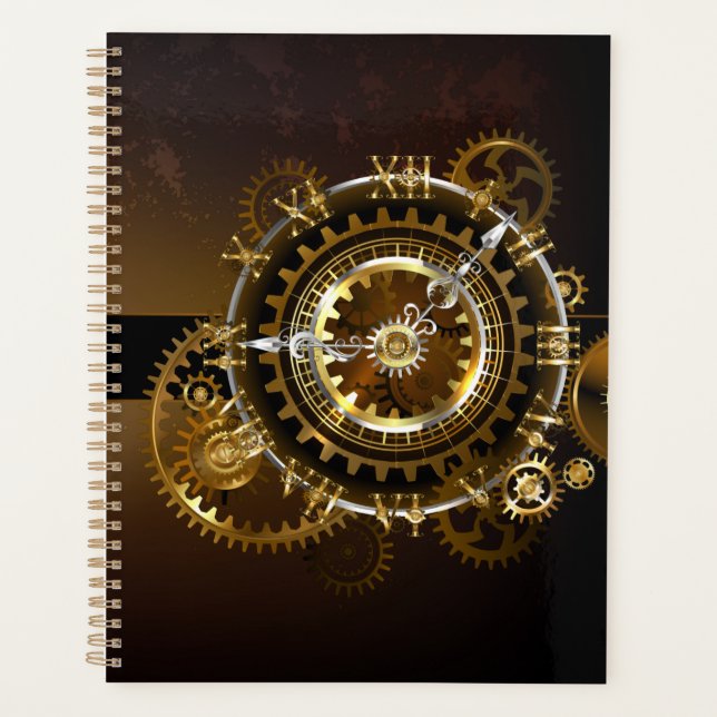 Steampunk clock with antique gears planer (Vorderseite)