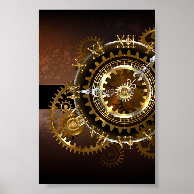 Steampunk clock with antique gears poster (Vorne)
