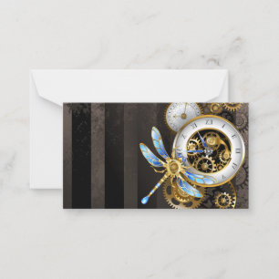 Steampunk Clock with Mechanical Dragonfly Hinweiskarte