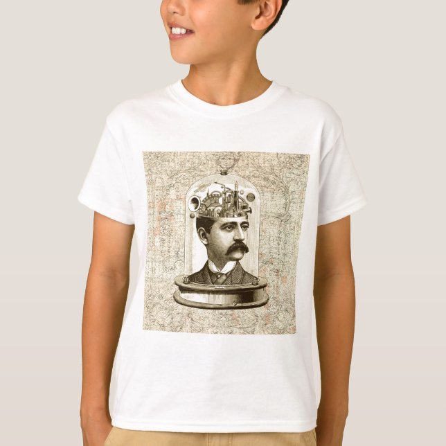 Steampunk clockwork brain head in jar T-Shirt (Vorderseite)
