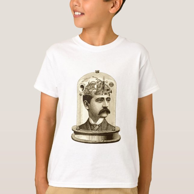 Steampunk clockwork brain head in jar T-Shirt (Vorderseite)