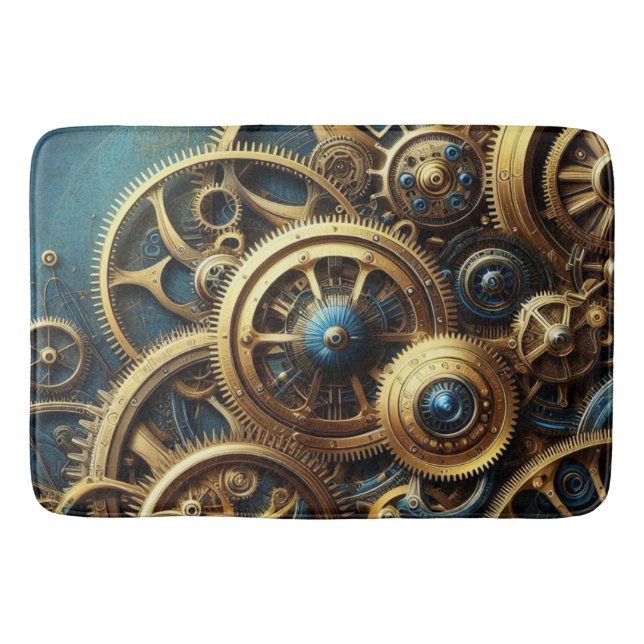 Steampunk Clockwork Gold and Teal Badematte (Vorderseite)