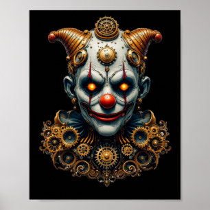 Steampunk Clown der Retrofuturistiksticker Poster