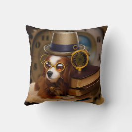 Steampunk Cocker spaniel mit Büchern Throw Kissen