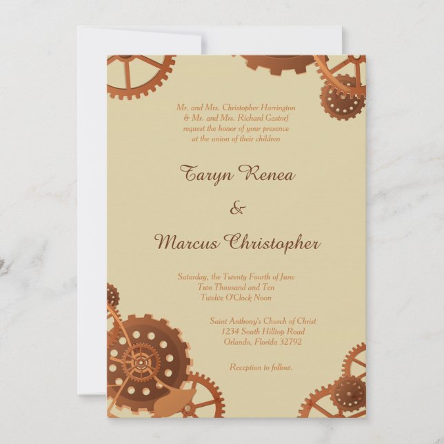 Steampunk Cogs and Gears 12x18 Wedding Einladung (Vorderseite)