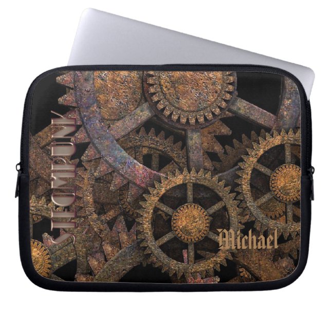Steampunk Cogs and Wheels Personalised Laptopschutzhülle (Vorderseite)