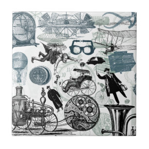 Steampunk Collage koloriert Fliese