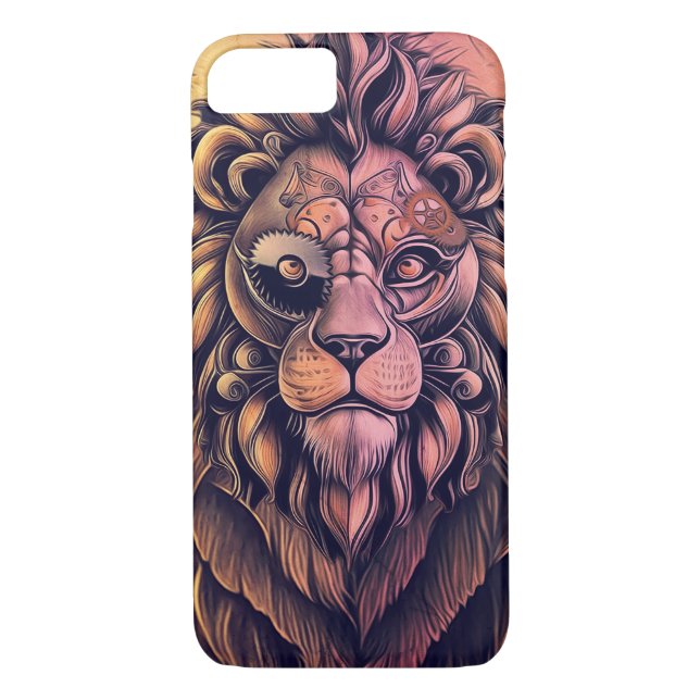 Steampunk Color Gradient Rustikale Lion Case-Mate iPhone Hülle (Rückseite)