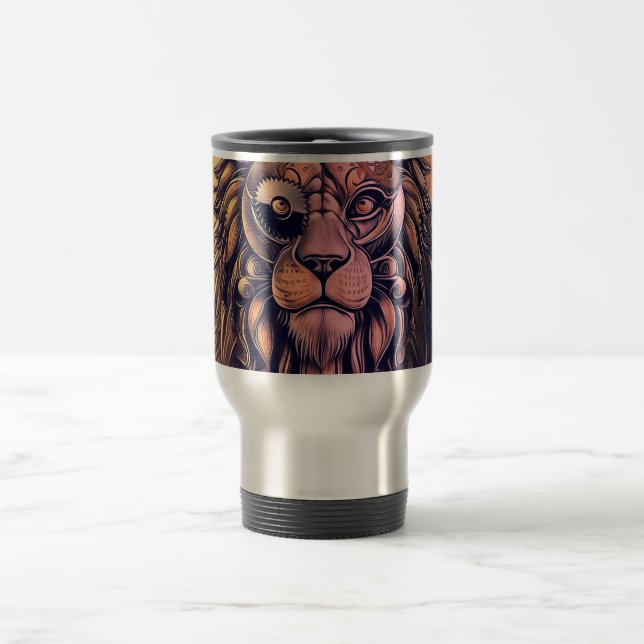 Steampunk Color Gradient Rustikale Lion Reisebecher (Mittel)