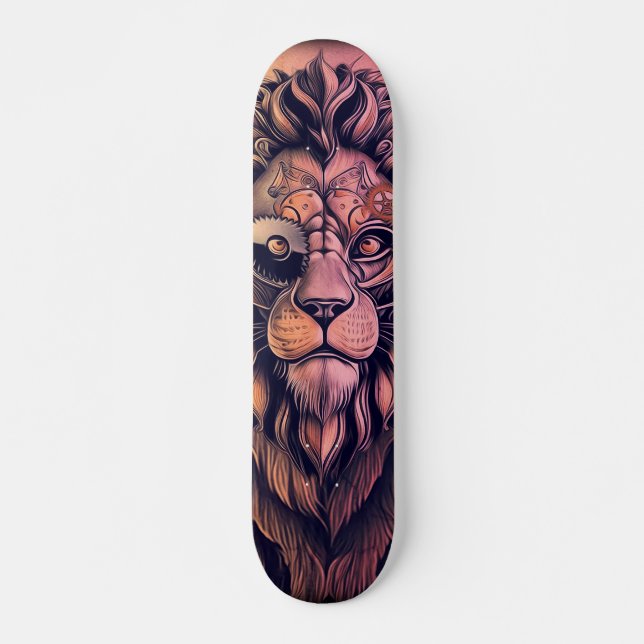 Steampunk Color Gradient Rustikale Lion Skateboard (Vorne)