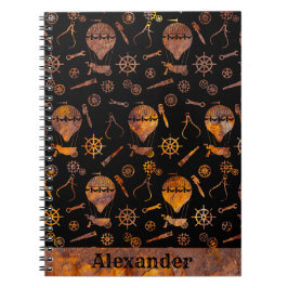 Steampunk Colorful Rusty Ballooning Ihren Namen Notizblock