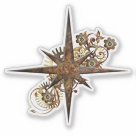 Steampunk Compass Star Transparent Aufkleber