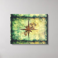 Steampunk Compass Star Wrapped Canvas