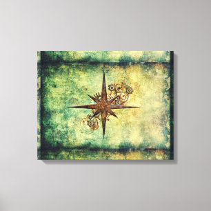 Steampunk Compass Star Wrapped Canvas Leinwanddruck
