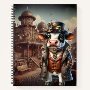 Steampunk Cow Spiral Notebook Notizbuch