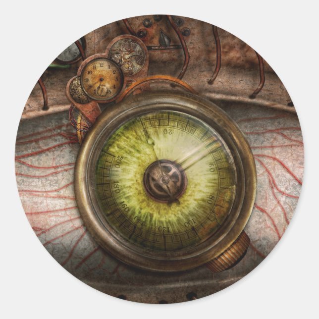 Steampunk - Creepy - Auge auf Technologie Runder Aufkleber (Vorderseite)