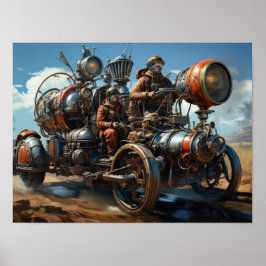 Steampunk Cross Country Car Rennen Poster