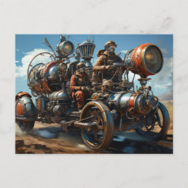 Steampunk Cross Country Car Rennen Postkarte