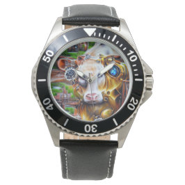Steampunk Cyber Cow Armbanduhr