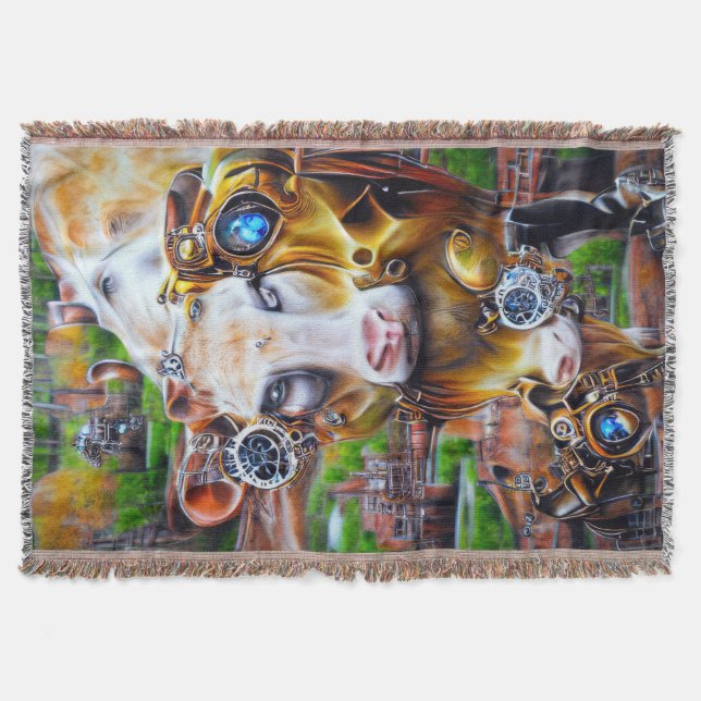 Steampunk Cyber Cow Decke (Vorderseite)