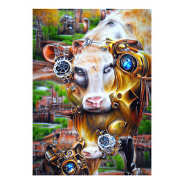 Steampunk Cyber Cow Fotodruck