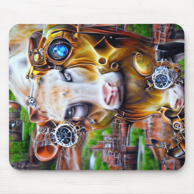 Steampunk Cyber Cow Mousepad (Vorne)