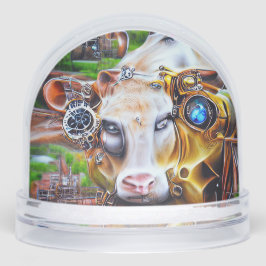 Steampunk Cyber Cow Schneekugeln
