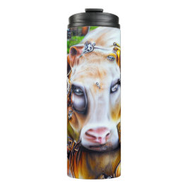 Steampunk Cyber Cow Thermosbecher