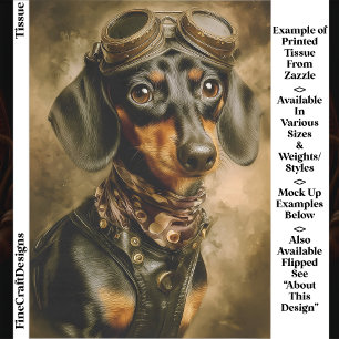 Steampunk Dachshund Hund Aviator EP7R Decoupage Seidenpapier