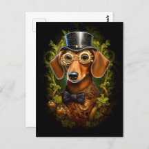 Steampunk Dachshund Hund in Hutname 149