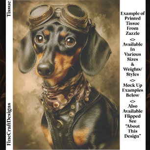 Steampunk-Dachshund-Hunde-Aviator EP7L-Dekoupage Seidenpapier