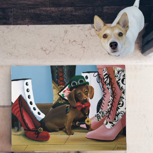 Steampunk-Dachshund-Wiener-Dog-Victorian-Stiefel Fußmatte