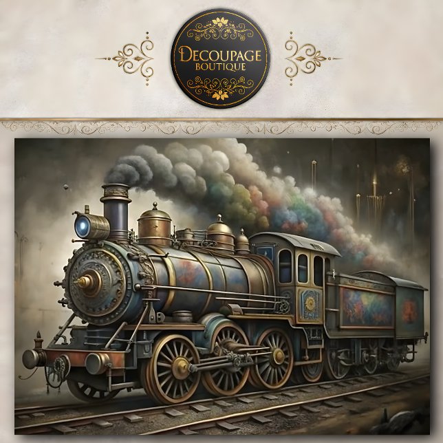 Steampunk-Dampfzug-Decoupage-Tissue-Papier Seidenpapier (Steampunk Steam Train Decoupage Tissue Paper)