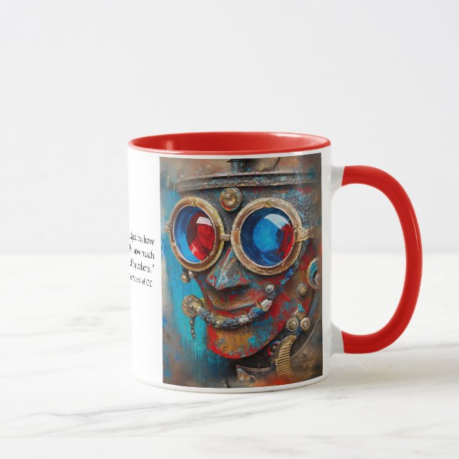 Steampunk Das Zinn-Man-Portrait mit Zitat Tasse (Rechts)