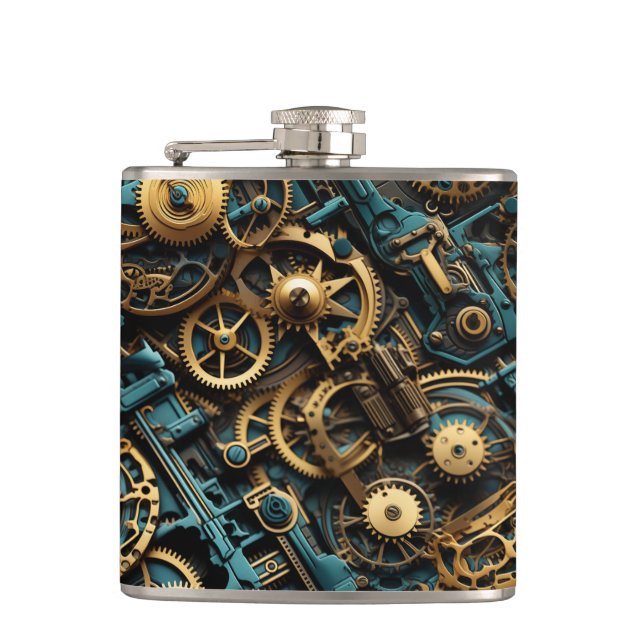 Steampunk-Design Flachmann (Vorderseite)
