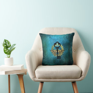 Steampunk-Design mit Flügelschlüssel und Zahnrad  Kissen