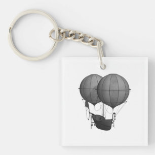 Steampunk-Design Schwarze und Weiße Flugmaschine Schlüsselanhänger