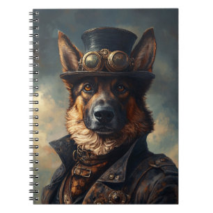 Steampunk Deutscher Schäferhund mit Zylinder Notizblock