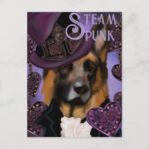 Steampunk Deutscher Schäferhund Postkarte