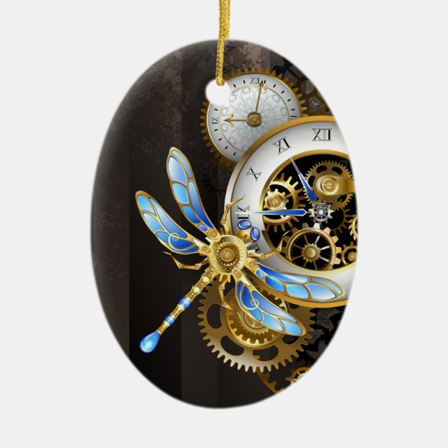 Steampunk-Dials mit Dragonfly Keramik Ornament (Vorne)