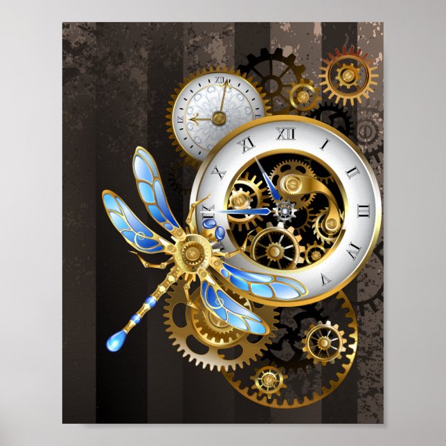 Steampunk-Dials mit Dragonfly Poster (Vorne)