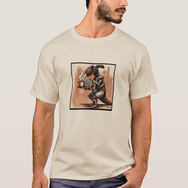 Steampunk Dino Drink Coffee Shirt (Vorderseite)