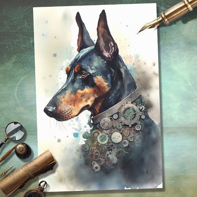 Steampunk Doberman 3 Decoupage Paper Seidenpapier (Von Creator hochgeladen)