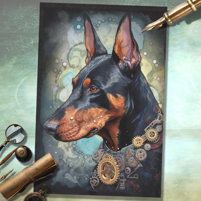 Steampunk Doberman 4 Decoupage Paper Seidenpapier (Von Creator hochgeladen)