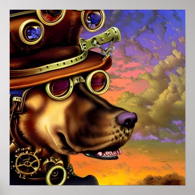 Steampunk Dog Portrait Poster (Vorne)