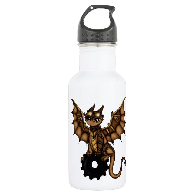 Steampunk Drache Trinkflasche (Vorderseite)