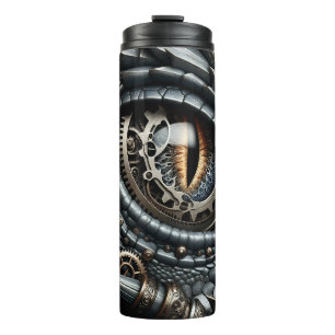 Steampunk-Drachenauge Nahaufnahme Ai-Kunst Thermosbecher
